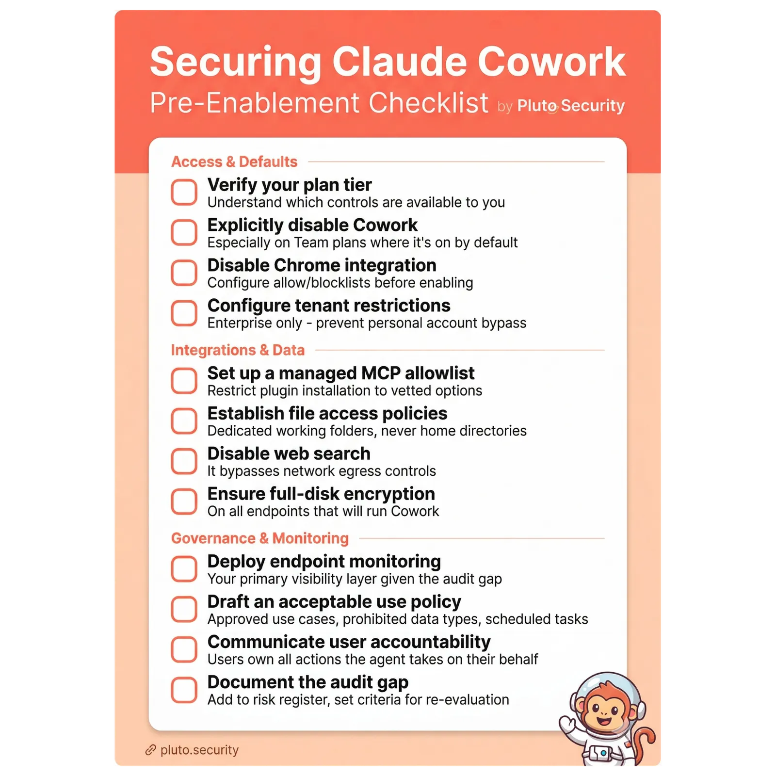 Securing Claude Cowork pre-enablement checklist